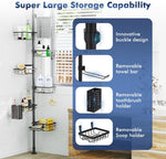 6-Tier Adjustable Tension Pole Shower Caddy – Corner Bathroom Organizer
