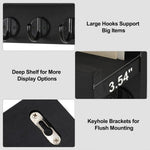 Lwenki Wall-Mounted Key Holder with Shelf – Black Paulownia Wood