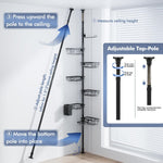 6-Tier Adjustable Tension Pole Shower Caddy – Corner Bathroom Organizer