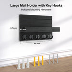 Lwenki Wall-Mounted Key Holder with Shelf – Black Paulownia Wood
