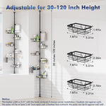 6-Tier Adjustable Tension Pole Shower Caddy – Corner Bathroom Organizer
