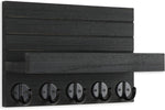 Lwenki Wall-Mounted Key Holder with Shelf – Black Paulownia Wood