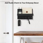 Lwenki Wall-Mounted Key Holder with Shelf – Black Paulownia Wood