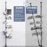 6-Tier Adjustable Tension Pole Shower Caddy – Corner Bathroom Organizer