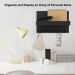 Lwenki Wall-Mounted Key Holder with Shelf – Black Paulownia Wood